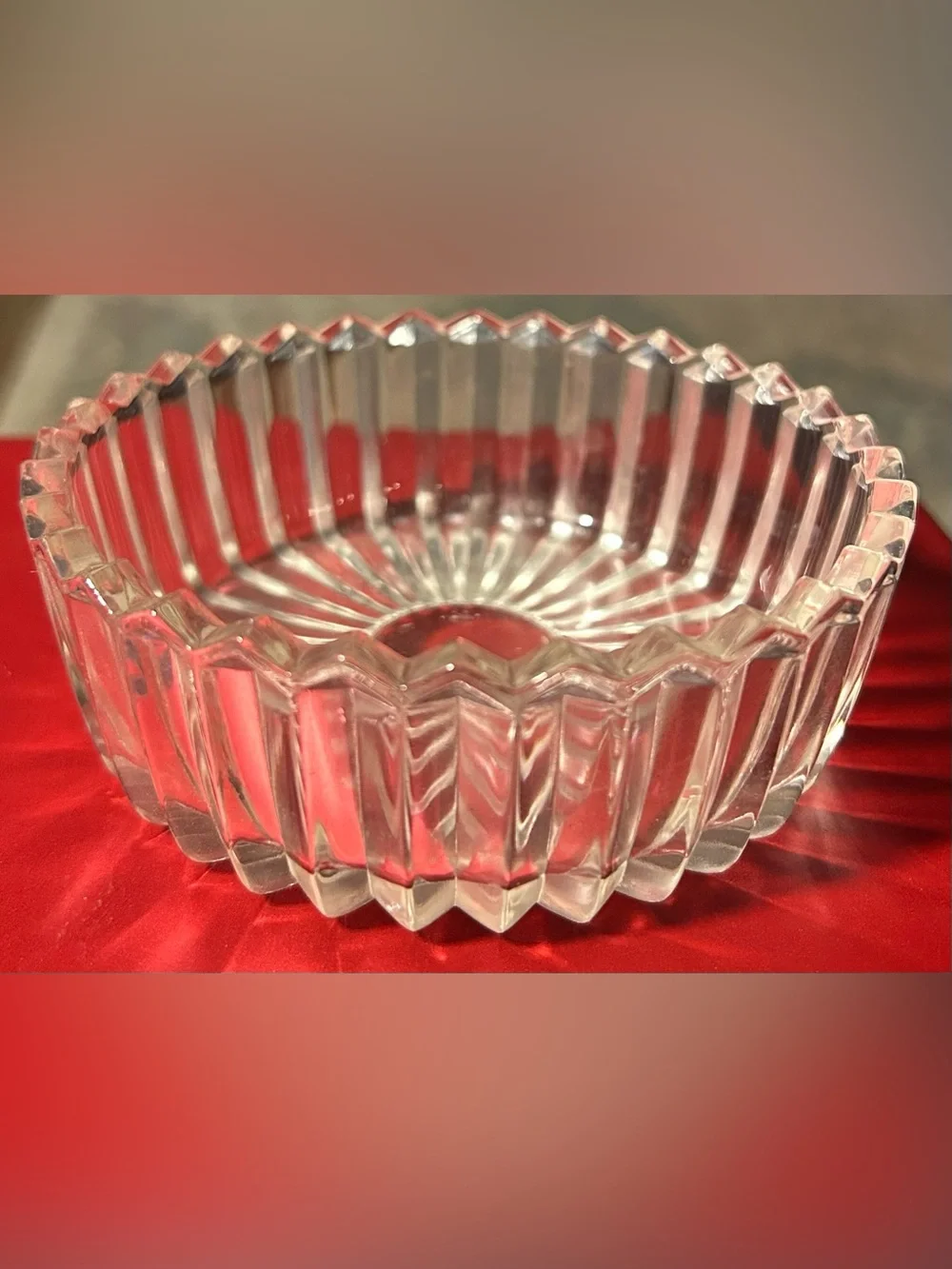 Heavy Mikasa crystal hostess bowl in the Diamond Fire pattern